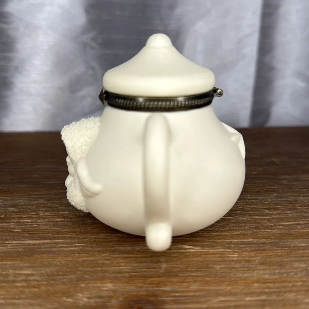 Dept 56 I’m A Little Teapot Bisque Porcelain Hinged Snowbaby Cherub Trinket Box